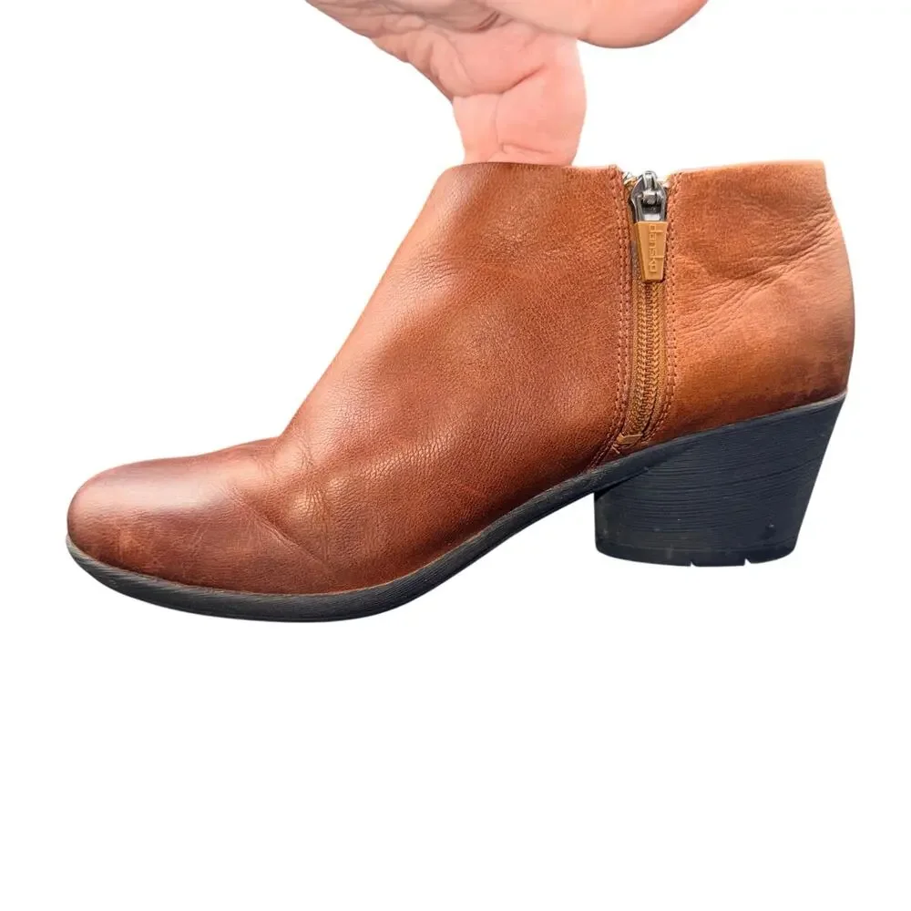 Dansko Maria Brown Leather Ankle Boots Women’s 38 US 7.5-8 Side Zip Booties